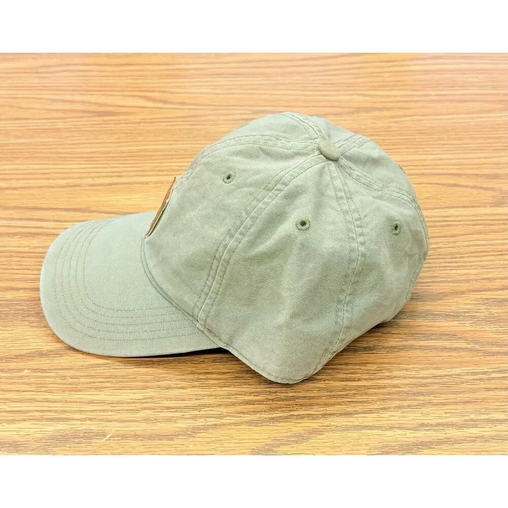 Carhartt Sage Green Canvas Logo Cap Leather Patch Adjustable Hat 100141 OSFM